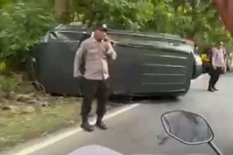 di Duga sopir Mengantuk, mobil Polisi seruduk pengendara motor hingga tewas.