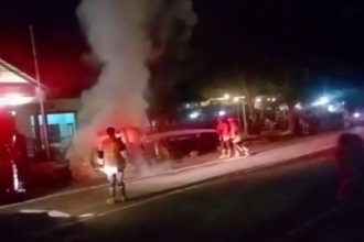 Minibus Terbakar Saat Hendak Jemput Pemudik di Nganjuk, Api Diduga Berasal dari Mesin